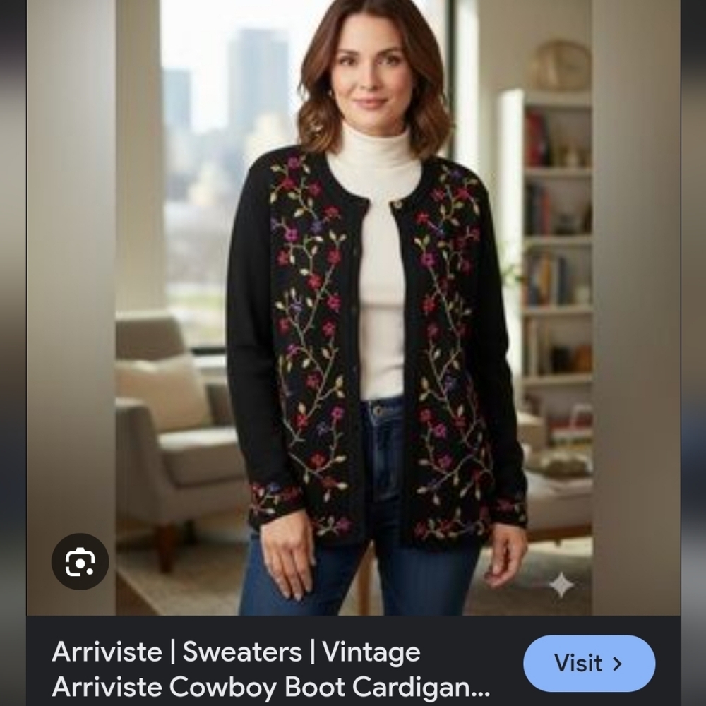 Arriviste Black Floral Embroidered Cardigan